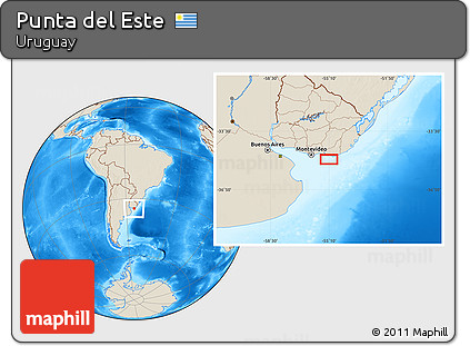 Shaded Relief Location Map of Punta Del Este