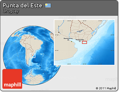 Shaded Relief Location Map of Punta Del Este