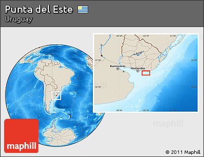 Shaded Relief Location Map of Punta Del Este