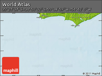 Physical Map of the Area around 35°&nbsp;6'&nbsp;5"&nbsp;S,&nbsp;55°&nbsp;10'&nbsp;29"&nbsp;W
