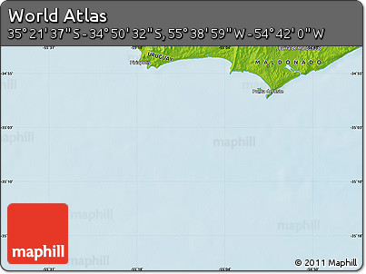 Physical Map of the Area around 35°&nbsp;6'&nbsp;5"&nbsp;S,&nbsp;55°&nbsp;10'&nbsp;29"&nbsp;W