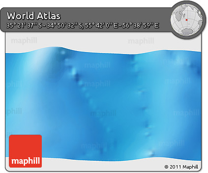 Physical 3D Map of the Area around 35° 6' 5" S, 56° 10' 29" E