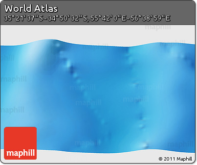 Physical 3D Map of the Area around 35° 6' 5" S, 56° 10' 29" E
