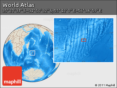 Shaded Relief Location Map of the Area around 35° 6' 5" S, 56° 10' 29" E