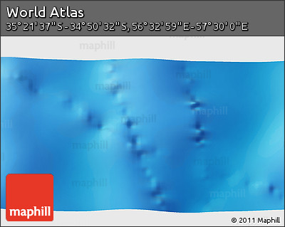 Physical 3D Map of the Area around 35° 6' 5" S, 57° 1' 29" E