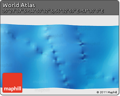 Physical 3D Map of the Area around 35° 6' 5" S, 57° 1' 29" E