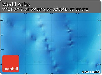 Physical Map of the Area around 35° 6' 5" S, 57° 1' 29" E