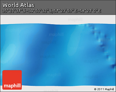 Physical 3D Map of the Area around 35° 6' 5" S, 57° 52' 30" E