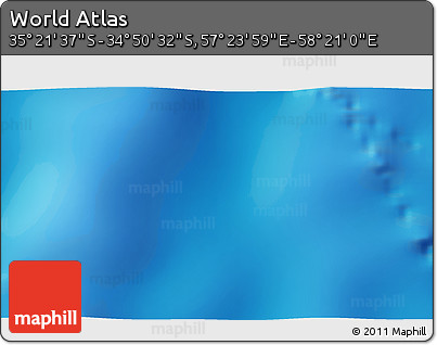 Physical 3D Map of the Area around 35° 6' 5" S, 57° 52' 30" E
