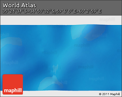 Physical 3D Map of the Area around 35° 6' 5" S, 59° 34' 30" E