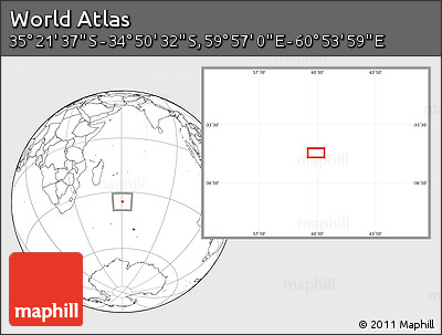 Blank Location Map of the Area around 35° 6' 5" S, 60° 25' 29" E