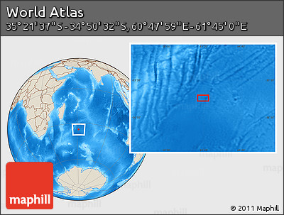 Shaded Relief Location Map of the Area around 35° 6' 5" S, 61° 16' 29" E