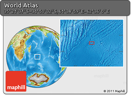 Physical Location Map of the Area around 35° 6' 5" S, 62° 7' 30" E
