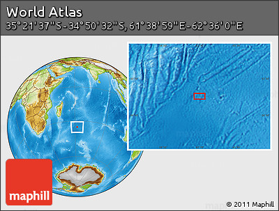 Physical Location Map of the Area around 35° 6' 5" S, 62° 7' 30" E