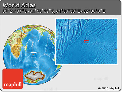 Physical Location Map of the Area around 35° 6' 5" S, 62° 7' 30" E