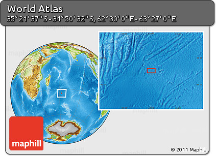 Physical Location Map of the Area around 35° 6' 5" S, 62° 58' 30" E