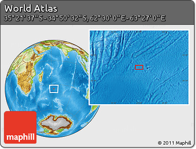 Physical Location Map of the Area around 35° 6' 5" S, 62° 58' 30" E