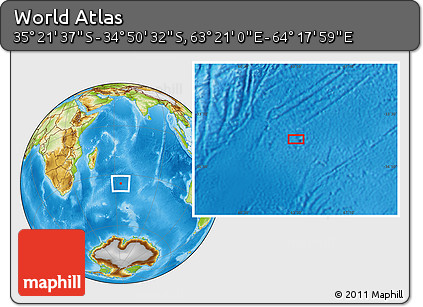 Physical Location Map of the Area around 35° 6' 5" S, 63° 49' 30" E