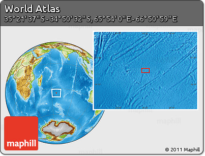 Physical Location Map of the Area around 35° 6' 5" S, 66° 22' 30" E