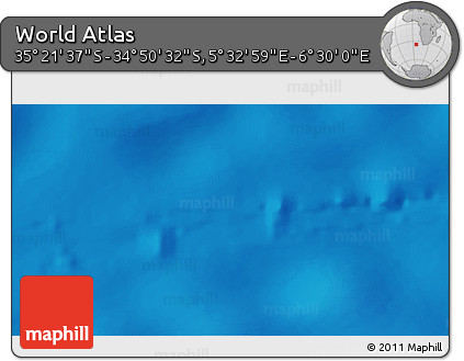Shaded Relief 3D Map of the Area around 35° 6' 5" S, 6° 1' 30" E