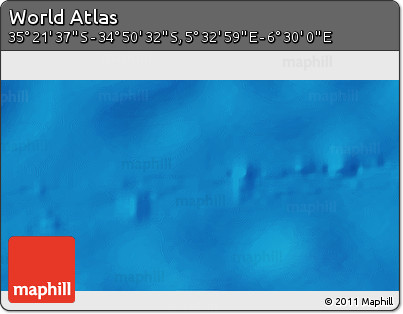 Shaded Relief 3D Map of the Area around 35° 6' 5" S, 6° 1' 30" E