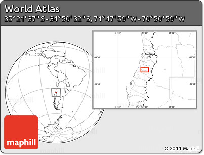 Blank Location Map of the Area around 35° 6' 5" S, 71° 19' 29" W