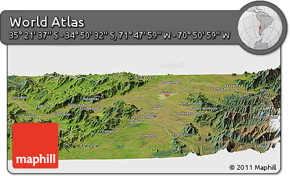 Satellite Panoramic Map of the Area around 35° 6' 5" S, 71° 19' 29" W