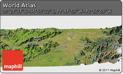 Satellite Panoramic Map of the Area around 35° 6' 5" S, 71° 19' 29" W