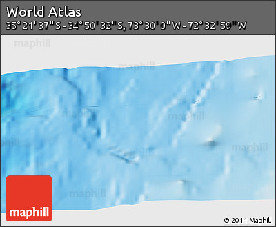 Physical 3D Map of the Area around 35° 6' 5" S, 73° 1' 30" W