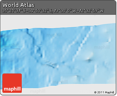 Physical 3D Map of the Area around 35° 6' 5" S, 73° 1' 30" W