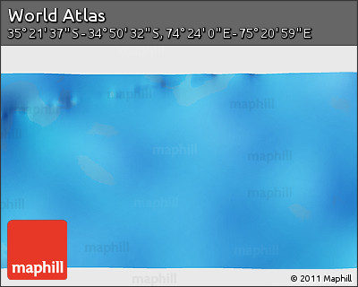 Physical 3D Map of the Area around 35° 6' 5" S, 74° 52' 30" E