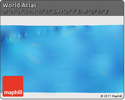 Physical 3D Map of the Area around 35° 6' 5" S, 74° 52' 30" E