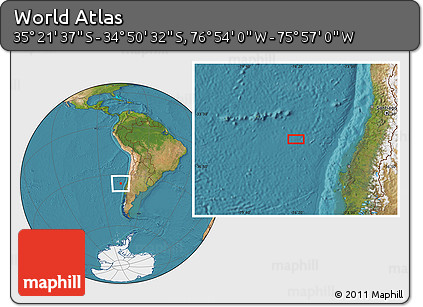 Satellite Location Map of the Area around 35° 6' 5" S, 76° 25' 30" W