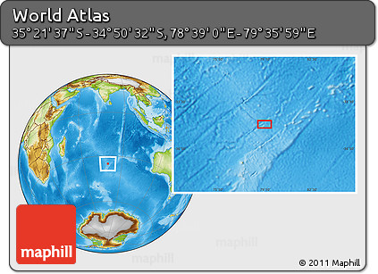 Physical Location Map of the Area around 35° 6' 5" S, 79° 7' 30" E