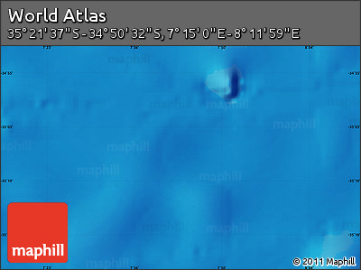 Physical Map of the Area around 35° 6' 5" S, 7° 43' 29" E