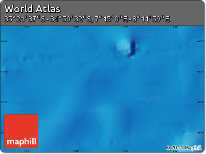 Physical Map of the Area around 35° 6' 5" S, 7° 43' 29" E