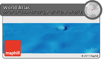 Physical Panoramic Map of the Area around 35° 6' 5" S, 7° 43' 29" E