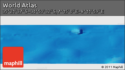 Physical Panoramic Map of the Area around 35° 6' 5" S, 7° 43' 29" E