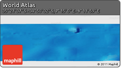 Physical Panoramic Map of the Area around 35° 6' 5" S, 7° 43' 29" E