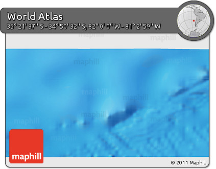 Physical 3D Map of the Area around 35° 6' 5" S, 81° 31' 30" W