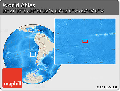 Shaded Relief Location Map of the Area around 35° 6' 5" S, 83° 13' 29" W