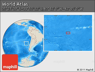 Shaded Relief Location Map of the Area around 35° 6' 5" S, 83° 13' 29" W