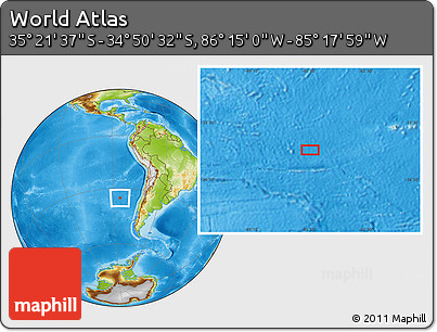 Physical Location Map of the Area around 35° 6' 5" S, 85° 46' 30" W