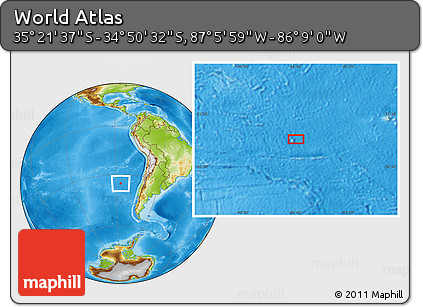 Physical Location Map of the Area around 35° 6' 5" S, 86° 37' 30" W