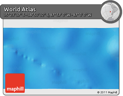 Physical 3D Map of the Area around 35° 6' 5" S, 87° 28' 29" W