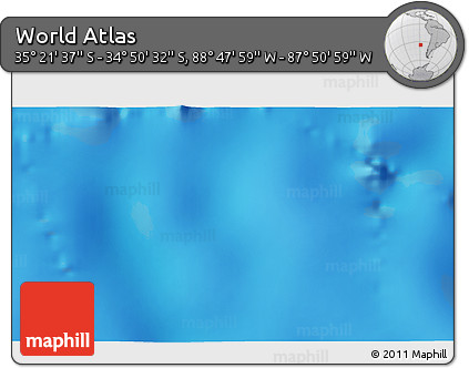 Physical 3D Map of the Area around 35° 6' 5" S, 88° 19' 29" W