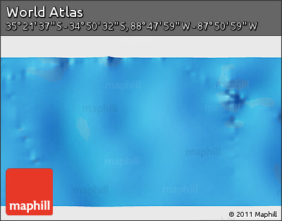Physical 3D Map of the Area around 35° 6' 5" S, 88° 19' 29" W