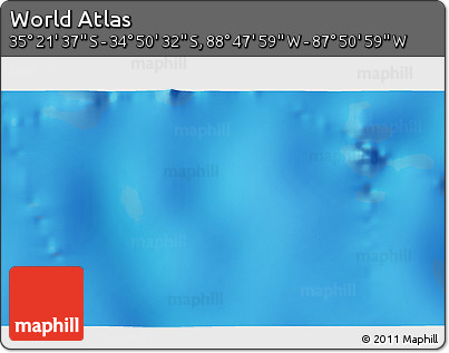 Physical 3D Map of the Area around 35° 6' 5" S, 88° 19' 29" W