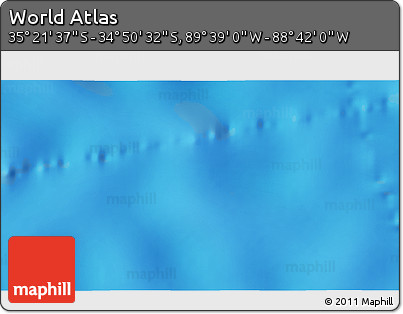 Physical 3D Map of the Area around 35° 6' 5" S, 89° 10' 30" W
