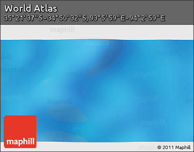 Physical 3D Map of the Area around 35° 6' 5" S, 93° 34' 29" E